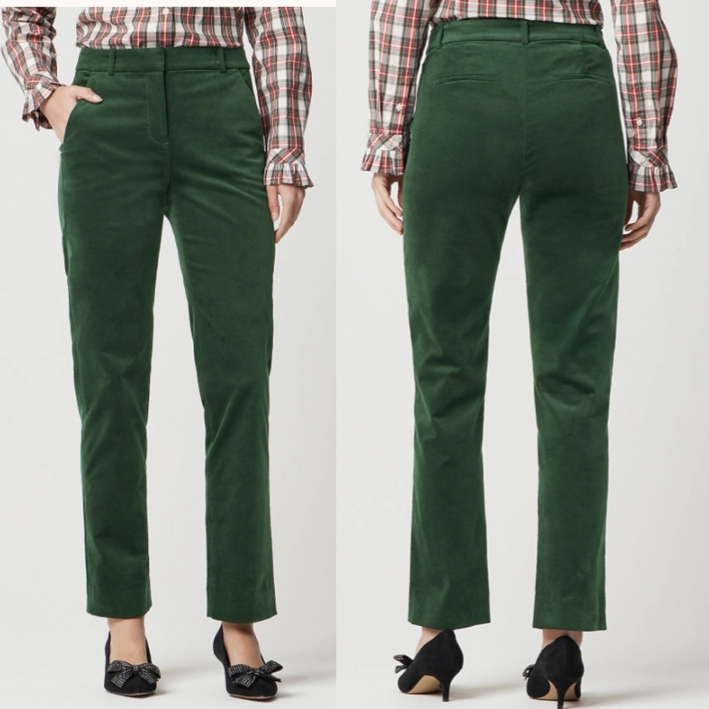 J.Crew NWT Velvet Kallie pant Darkest Forest size 14‎ Tall